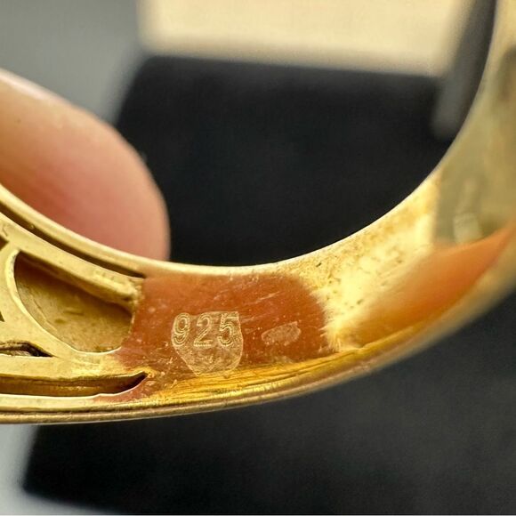 Sterling silver gold tone gemstones ring 925 - Picture 4 of 5